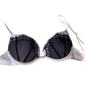 Victoria’s Secret Black & White Lace Push Up Bra - 34B